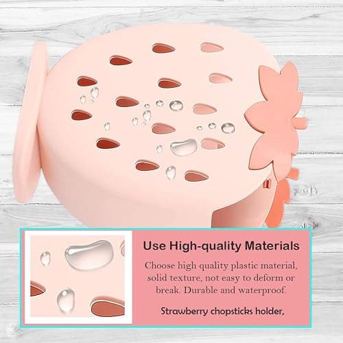 AKOAK 1 Pack Strawberry Chopsticks Stand, Cutlery Storage Box, Suitable for Storing Spoons, Chopsticks, Spoons, Knives and Other Kitchen Utensils (Light Pink) thumbnail 6