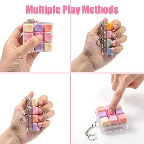 3 Pcs Keyboard Fidget Toy, Colorful Loud Fidget Keyboard Keychain 4-in-1 Keyboard Clicker Fidget Toy Stress Relief, 9Key Fidget Clicker Toys for Anxiety Decompression (Orange Pink) thumbnail 6