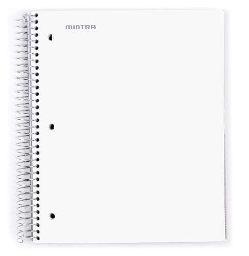 Mintra Office Durable Spiral Notebooks, 5 Subject (White, College Ruled 1pk) - Image 1