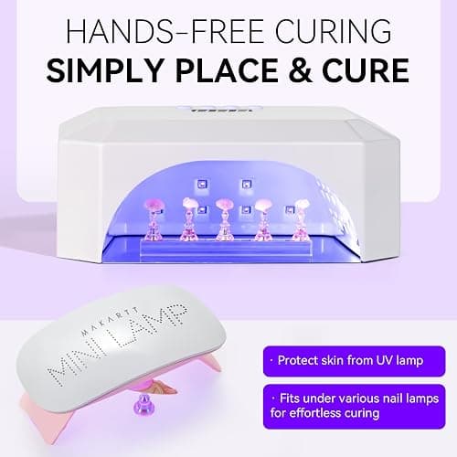 Makartt Nail Stand: Nail Holder for Painting Nails DIY, Magnetic Press on Stand Pink and Purple for Art Display Practice, Purple Glitter Flower Fake Holder for Home Salon with Reusable Adhesive Putty thumbnail 7