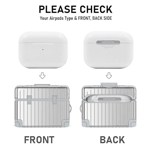 VISOOM Compatible With Airpods Pro 2 Case Cover, Funny Suitcase Design Case for Airpods Pro 2nd/1st Generation (2022/2019), Cute Fashion Protective Hard Case for Women Men with Keychain (Silver) thumbnail 4