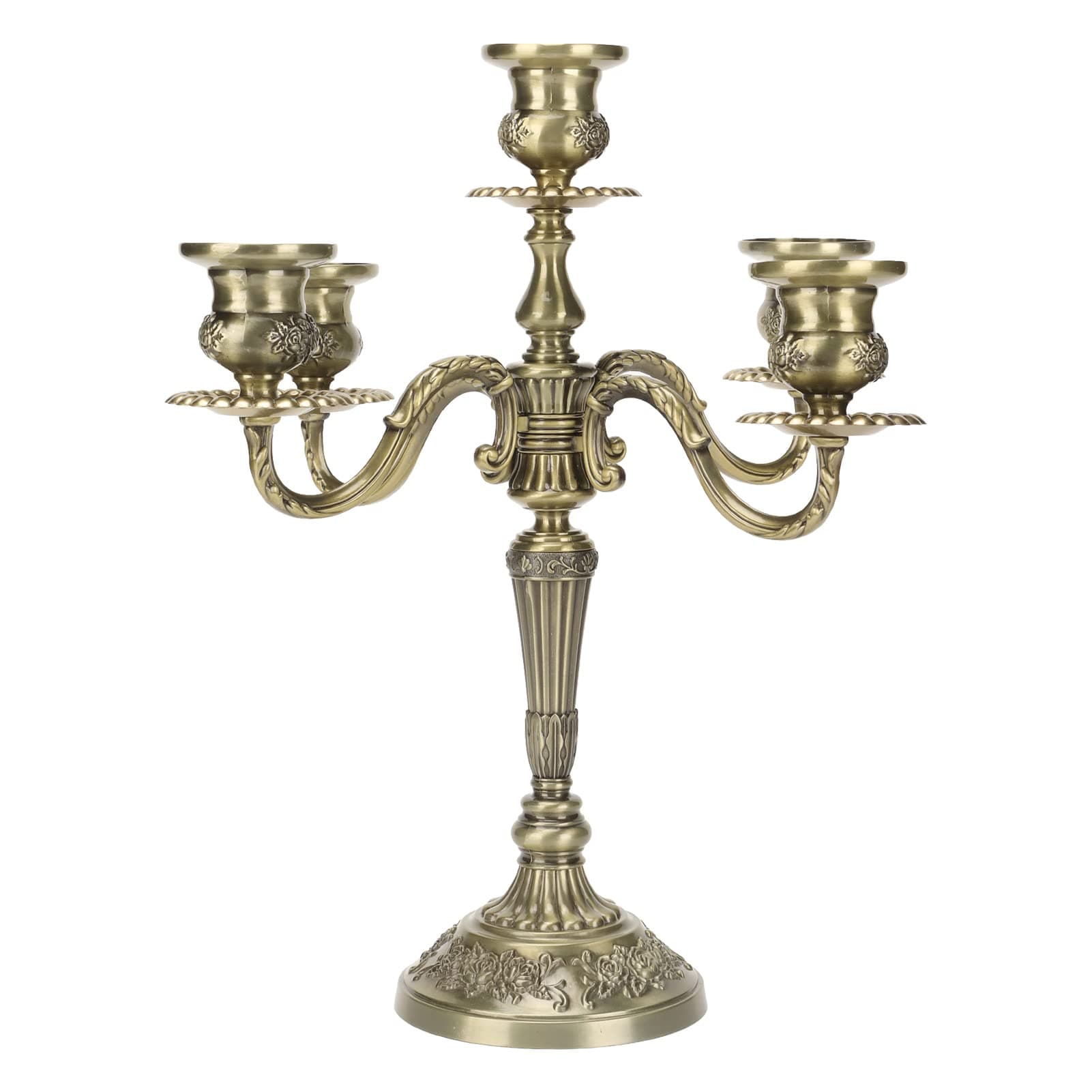 MUNEFE Vintage Tall Candelabra, 5 Arms Candle Holder Stick, 5 Candle Metal Candelabra Suitable for Wedding Dinning Party Decorative - Image 1