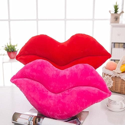 LEVINIS Hot Pink Lip Shape Throw Pillows Girls Soft Velvet Decorative Reversible Pillow Cushion for Bed Couch Office 23.6 x 13.6 Inch thumbnail 6