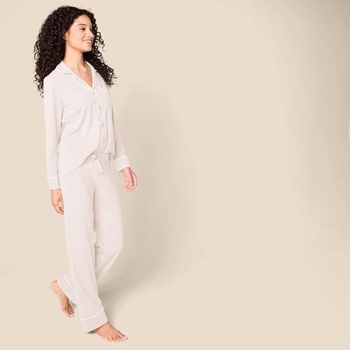 Amazon Essentials Women's Cotton Modal Long-Sleeve Shirt and Full-Length Bottom Pajama Set thumbnail 2