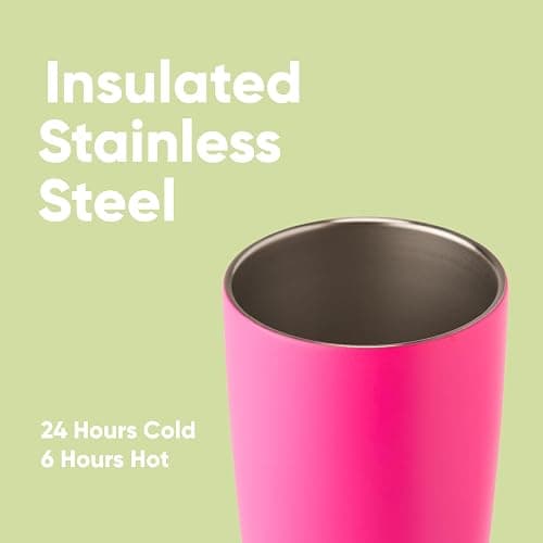 Owala SmoothSip Insulated Stainless Steel Coffee Tumbler, Reusable Iced Coffee Cup, Hot Coffee Travel Mug, BPA Free, 20 oz, Pink (Watermelon Breeze) thumbnail 4