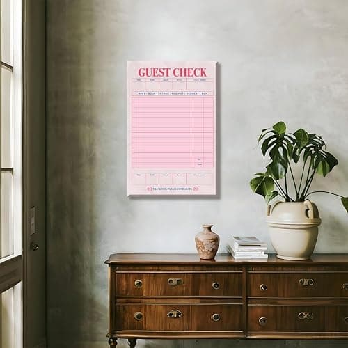 Pink Blank Guest Check Poster Trendy Retro Art Print Vintage Style Wall Art Aesthetic Preppy Art Canvas Posters for College dorm Apartment Decor 12x18inch Unframed thumbnail 7