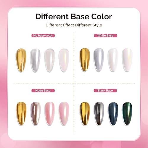 MelodySusie 4Pcs Chrome Nail Powder for Gel Nails, Aurora Fine Glitter Powder Mirror Effect Pigment Pearlescent Mermaid Pigment Pearl Glitter for Home DIY Salon Use thumbnail 5