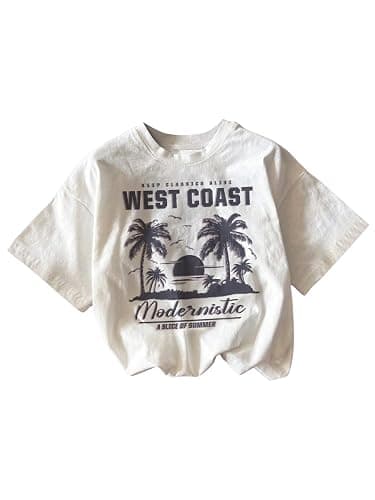 RoseSeek Girl's Graphic Print Tee Shirt Round Neck Short Sleeve T Shirts Summer Cute Trendy Tops - Image 1