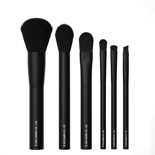 Impressions Vanity 6 PCs Hello Kitty Just Slay Makeup Brush Set, Super Cute Soft Brushes for Foundation, Face Powder, Make up Blending, Eye Shadow, and Liner Application (Black) thumbnail 2
