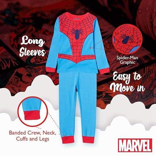 Marvel Boys' 6-piece Snug-fit Cotton Pajama Set, Soft & Cute for Kids, Comfortable Nightwear thumbnail 4