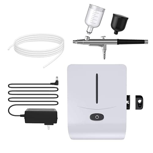 Cake Airbrush Decorating Kit with Compressor: Futebo Cookie Airbrush Kit with 24 Vivid Airbrush Liquid Food Colors, Decorate Cakes, Desserts or Other Baking Food(Color: White) thumbnail 2