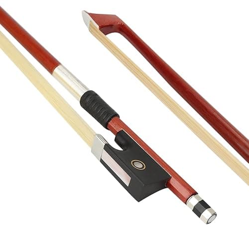 LMS Violin Bow Full Size 4/4 Brazilwood Violin Bows Lightweight Bow Well Balance Fiddle Bow Made with Ebony Frog Mongolian White Horse Hair for Violin Student Professional (4/4) - Image 1