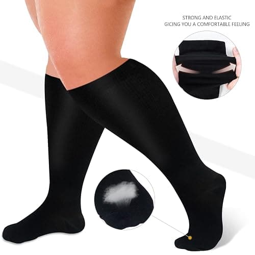 Diu Life 3 Pairs Plus Size Compression Socks for Women and Men Wide Calf Extra Knee High Support for Circulation thumbnail 2
