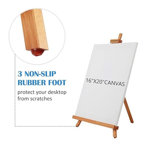 Falling in Art Beechwood 25" Tabletop Easel Display Stand for Painting - Holding Canvas Up to 22 1/2 Inches High, A-Frame Artist Tripod with Rubber Feet, Portable Photo and Sign Holder thumbnail 4