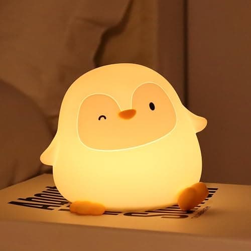 Emmanoth Penguin  Light, Squishy Silicone Touch Lamp with 2 Brightness Levels, Up to 50H Battery, 30-Min Auto-Off Timer, Soft Glow Bedside Nursery Lamp thumbnail 2