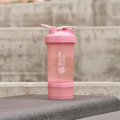 BlenderBottle Shaker Bottle with Pill Organizer and Storage for Protein Powder, Classic V2 ProStak System, 22-Ounce, Rose Pink thumbnail 2