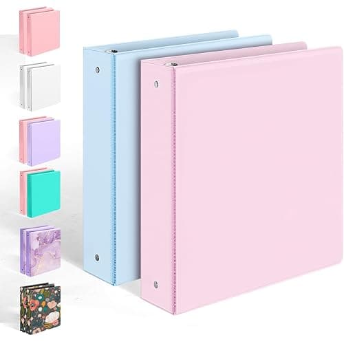 2 Pack BinderX Extra Durable 3 Ring Binder, 2 Inch Binder Round Ring, Fits 900 Sheets of 8.5x11 Paper, Customizable View Cover with Inside Pockets, Cute School Supplies for Girls, Pink & Blue - Image 1