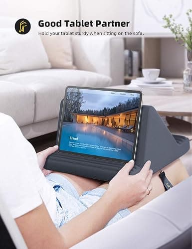 Lamicall Tablet Pillow Stand, Pillow Soft Pad for Lap - Tablet Holder Dock for Bed with 6 Viewing Angles, for 4-13" Tablets, Like iPad Pro 11, 13, Air, Mini, Kindle, Galaxy Tab, E-Reader, Dark Gray thumbnail 3