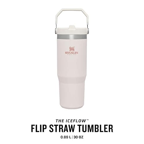 Stanley Flip Straw Tumbler 1.0 Trinkflasche Mit Strohhalm 0.89L - Thermosflasche Hält 12+ Stunden Kalt - Spülmaschinenfest - Sportflasche - Wasserflasche BPA Frei - Rose Quartz thumbnail 4