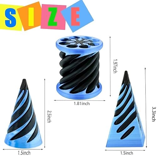 3 Packs Impossible Cone,Spiral Cone Fidget Toy Impossible Pyramid Passthrough Toy,3D Printed Spiral Cone Fidget Toy,Mini Vortex Thread Illusion Desktop Deco Souvenir Gift for Anxiety Relaxing thumbnail 3