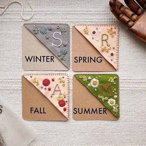 MOTEERLLU Personalized Hand Embroidered Corner Bookmark with A-Z Initial, Cute Book Markers for Reading Women, Book Lovers Gifts for Friends Mom & Teachers, 3.74"(Fall-j) thumbnail 6