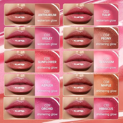 CATKIN Glossy Lip Balm Ultra Hydating Glow Lip Tinted Jelly Plump Melting Balm Shea Butter Repair Soothing For Dry Lips Dewy Finished 0.12 oz C10 HIBISCUS thumbnail 6