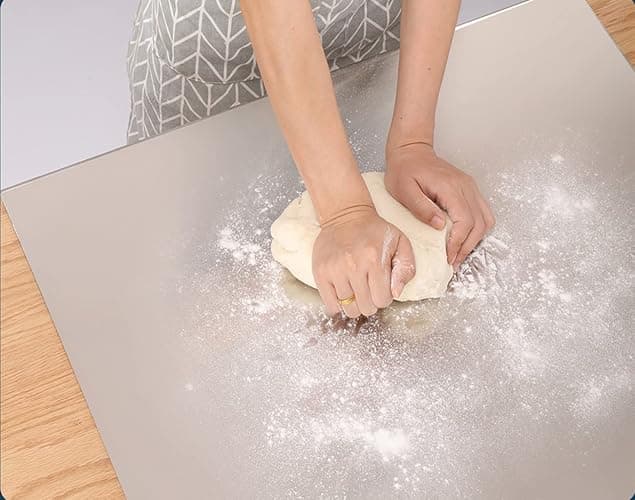 Stainless Steel Cutting Board with Lip, Extra Large Stove Top Chopping Board Pastry Board Kneading Board Noodle Boards 32”x 20” with Rolling Pin thumbnail 8