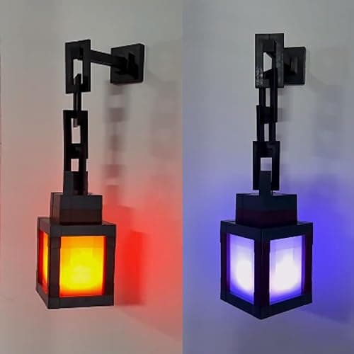 Pixelated Lantern Night Light, 2026 Xmas Gift LED 16 Colors Change Hanging Lantern Lamp from Minecraft - Rechargeable Wall Tabletop Night Lights for Gamer Boys Girls Man Bedroom Game Room Wall Decor thumbnail 8
