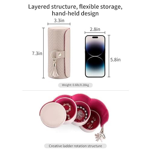 Vlando Viaggio Small Jewelry Case Box, Travel Essential Accessories for Women, Gifts for Travelers Couples Mom Friends, Bridesmaid thumbnail 3