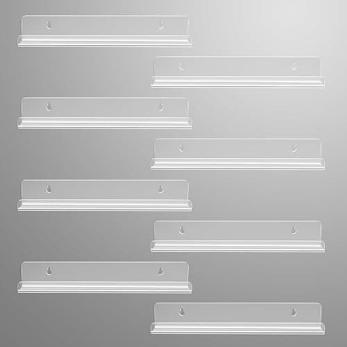 Gotega 8 Pack Vinyl Record Shelf Wall Mount, 12 inch Album Record Holder Display, Clear Acrylic Floating Shelves for Wall, Suitable for Bedroom, Living Room, Magazine Shelf, Kids Bookshelf, etc thumbnail 7