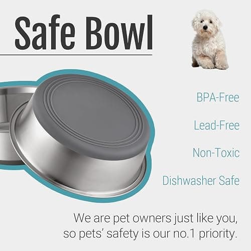 PEGYY11 Nonslip Stainless Steel Dog Bowls, 3.8 US Cup, 2 Count thumbnail 2