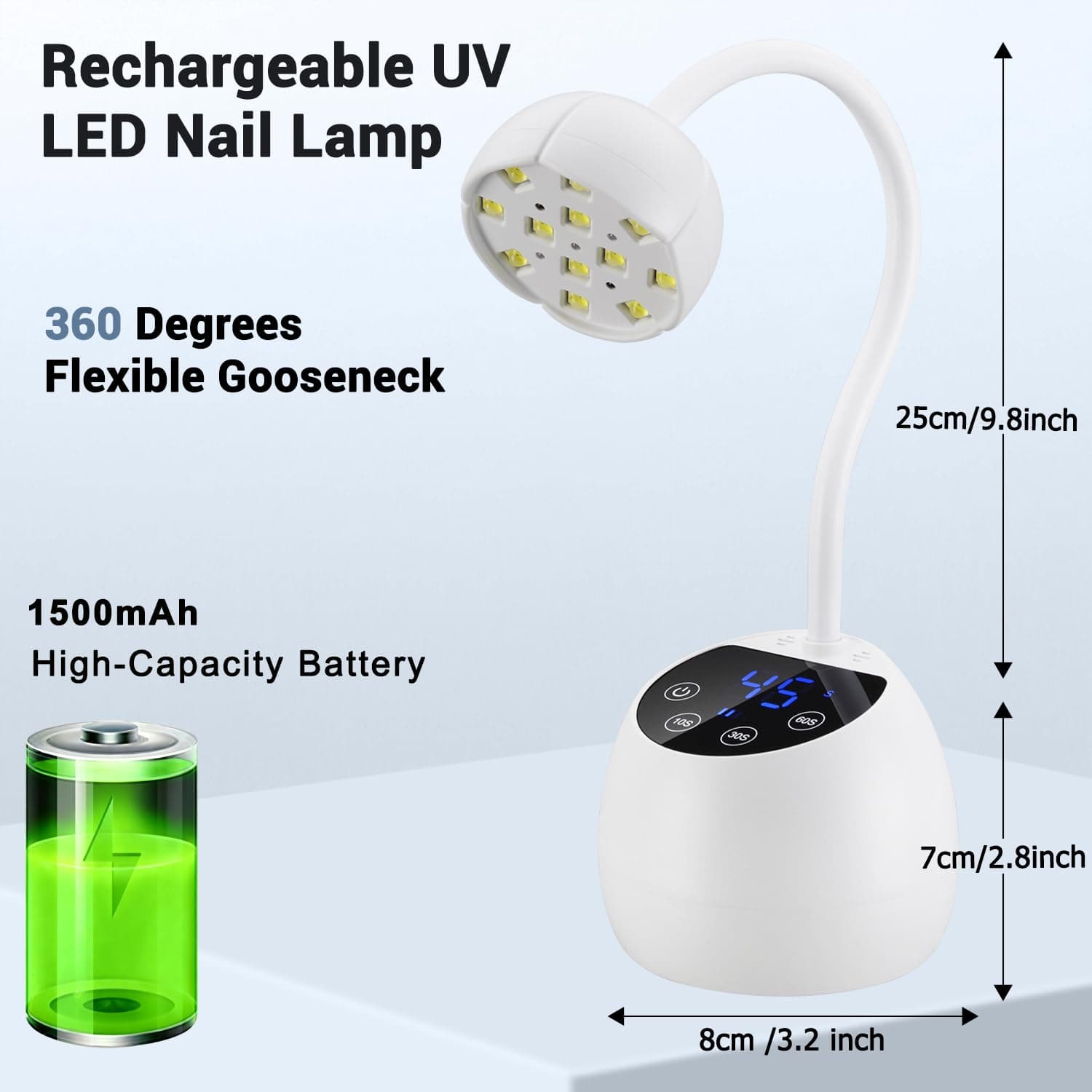 UV Nail Lamp Cordless Mini UV Light for Gel Nails Polish 36W Rechargeable LED Nail Light Nail Dryer with 4 Timers & Auto Sensor, Fast Curing Goosenecks Lamp for Home DIY Manicure thumbnail 2