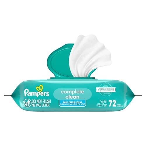 Pampers Baby Wipes, Complete Clean Baby Fresh Scented Wipe, Gently Cleans Head to Toe, 72 Total (1 Flip-Top Packs) thumbnail 6
