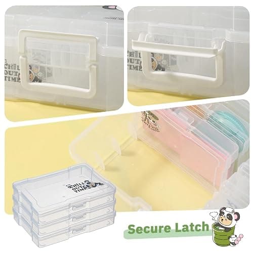 Naivees Photo Containers Storage Case Teddy Storage Box 4" x 6" Plastic Cartoon Organizer with 16 Inner Photo Containers Boxes for Photos,Cards,Pictures (Nature Green) thumbnail 5