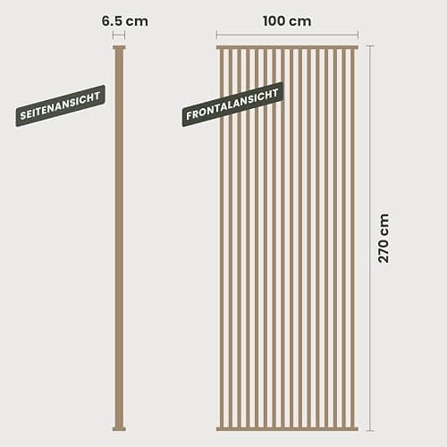 KGM Komplett-Set Raumteiler 90° - Eiche Natur - MDF foliert - 100 x 270 cm | Lamellenwand, Sichtschutz & Raumtrenner für Deko & Wohnbereich, inkl. 12 Lamellen, PEFC, kürzbar, langlebig & abwischbar thumbnail 3