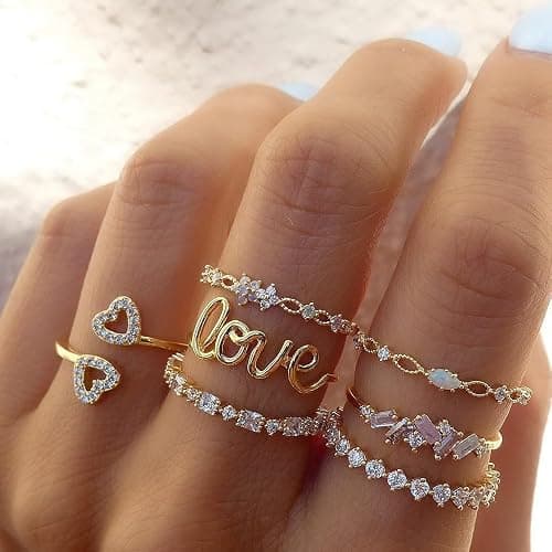 FUTIMELY Boho Retro Stackable Rings Sets for Women Knuckle Joint Finger Knuckle Nail Ring Sets Moon Stars Stack Preppy Statement Rings Cute Trendy Stuff Jewelry thumbnail 2