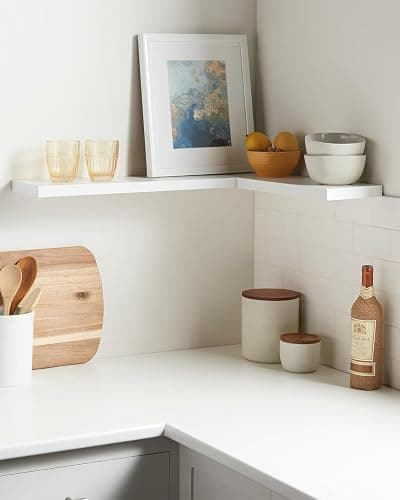 BAYKA Floating Shelves White, 22.5 inch Rustic Wood Wall Mounted Shelves for Bathroom, Bedroom, Living Room, Kitchen & Office, Hanging Display Shelf with 22 lbs Capacity thumbnail 2