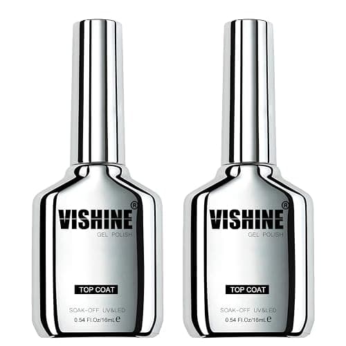 Vishine Vernis à ongles Gel Semi Permanent Ultra Brillant Finish, 2 * 16ML Top Coat No Wipe - Image 1