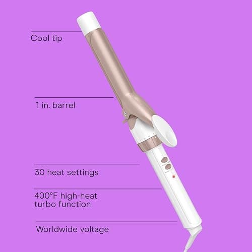 Conair Double Ceramic 1-Inch Curling Iron, 1-Inch Barrel Creates Classic Curls, Hair Curler for Use on Short, Medium, & Long Hair, White/Rose Gold thumbnail 2