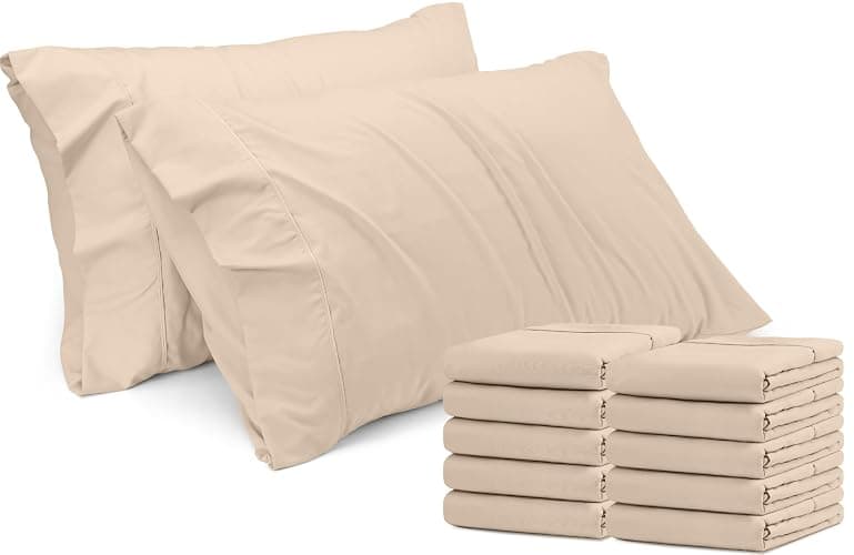 Utopia Bedding Queen Pillow Cases - 12 Pack - Envelope Closure - Soft Brushed Microfiber Fabric - Shrinkage and Fade Resistant Pillow Covers Queen Size 20 X 30 Inches (Queen, Beige) - Image 1
