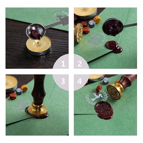 CRASPIRE Wax Seal Stamp Button Vintage Sealing Wax Stamps 25mm Removable Brass Head Sealing with Wooden Handle for Halloween Wedding Invitations Christmas Xmas Thanksgiving Party Gift Wrap thumbnail 5