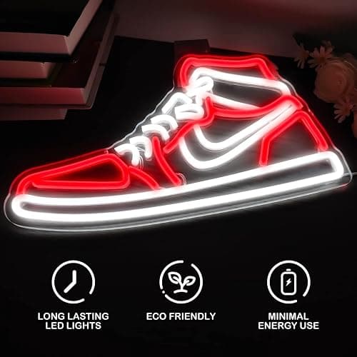 JianJung Sneaker Neon Signs for Wall Decor Dimmable Shoe LED Signs Neon Lights for Bedroom Man Cave Home Neon Wall Sign Shoe Light up Signs Decor thumbnail 6