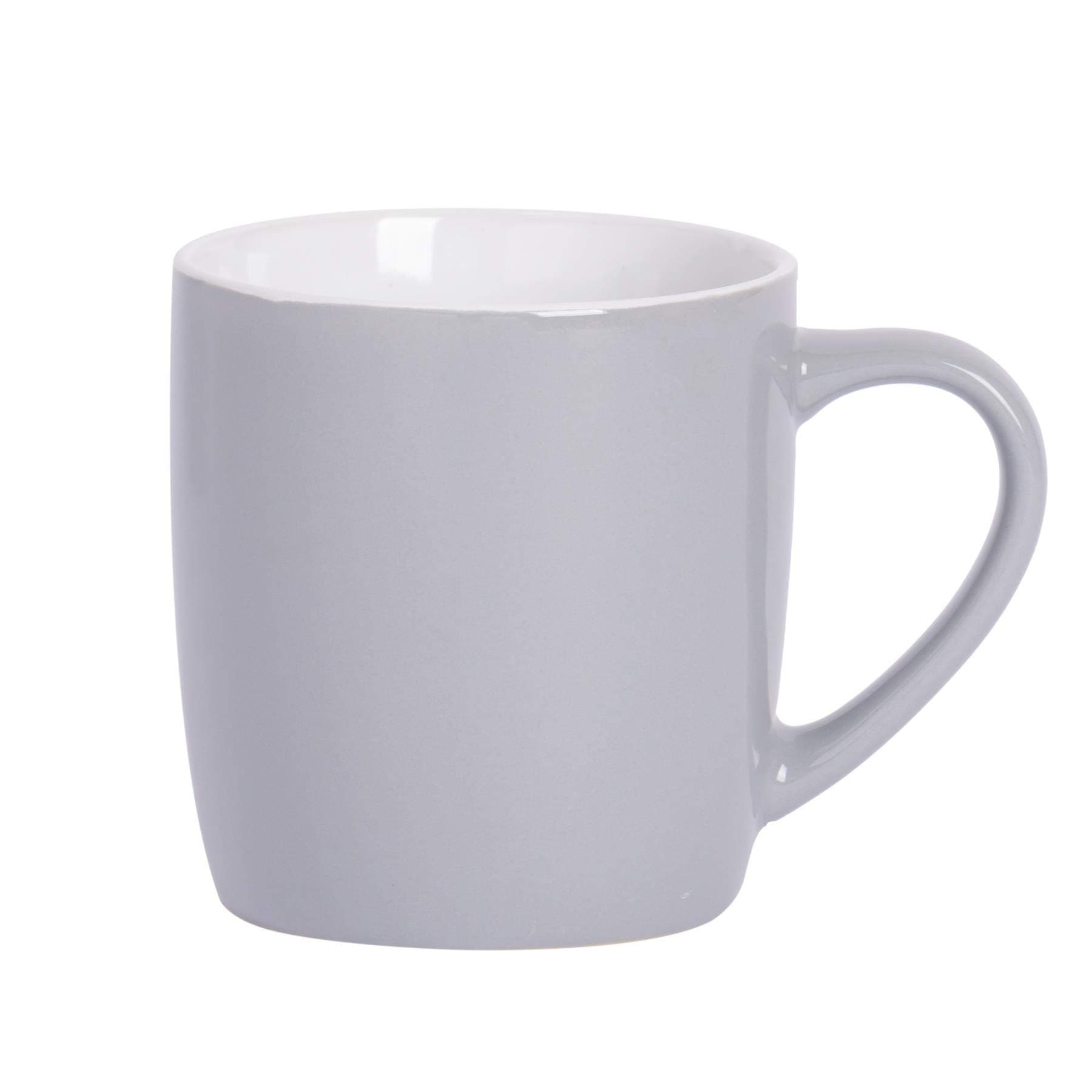 Argon Tableware 6X 350ml Coloured Coffee Mugs - Ceramic Stoneware Tea Latte Cappuccino Cups Set with Handle (Grey) - Grey thumbnail 4