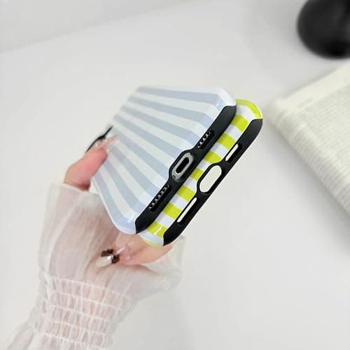 TKJSQ Magnetic for iPhone 12 Phone Case, Cute Striped Pattern Aesthetic Gloss Design, Stylish Shockproof Soft TPU and Hard PC 2-in-1 Protective Cover for iPhone 12, Pink thumbnail 6