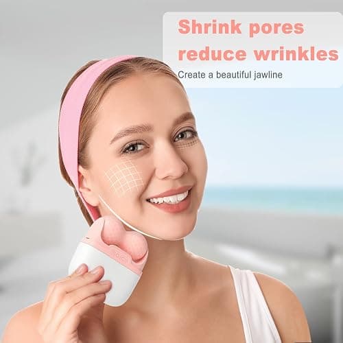 Ice Roller for Face and Eyes - Facial Skin Care Tools with 2 in 1 Face Roller and Travel Case, Self Care Gift for Men Women (Pink) thumbnail 3
