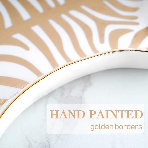 Trycooling Hand Painted Tiger Skin Ceramic Jewelry Dish Small Jewelry Rack Tray Rings Bracelets Earrings Trays Holder (Gold) thumbnail 4
