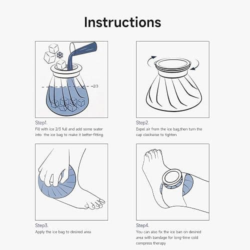 BICAREE Ice Pack for Injuries Reusable, Ice Bags Hot Water Bag for Hot & Cold Therapy and Pain Relief with Cover, No-Leak Elastic Breathable Ice Bag, Size 9", Blue thumbnail 4