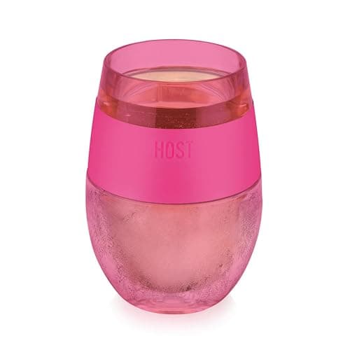 Host Cooling Cup Set of 1 Plastic Double Wall Insulated Freezable Drink Chilling Tumbler with Freezing Gel, Wine Glasses for Red and White Wine, 8.5 oz, Translucent Magenta - Image 1