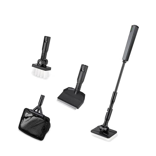 hygger Small Aquarium Cleaning Tools, 4 in 1 Fish Tank Cleaner Kit with Handle,Fish Net,Algae Scraper,Clean Brush,Flat Sponge - Image 1