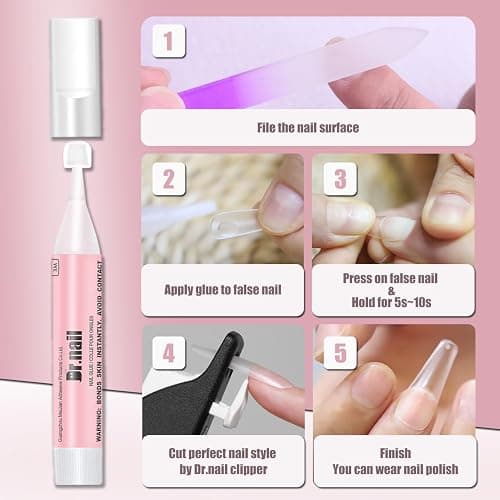 Nail Glue Set 20Pcs Super Strong Fast Dry No UV for Press On Acrylic Nails | 10s Fast Dry Super Bond Nail Adhesive SGS MSDS Certified Individual Tubes Long Lasting No UV for Fake Nail Tips thumbnail 4